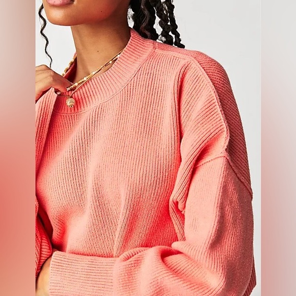 Free People Womens Easy Street Crop Rib Knit Dolman Sleeve Sweater size L NWT - Picture 3 of 10